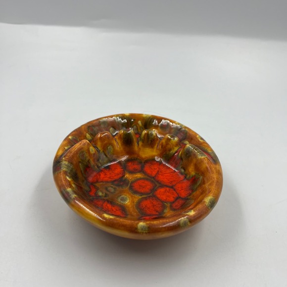 Vintage Splatter Painted Handmade Glazed Ceramic Ash Tray Cottage Core Boho MCM - Picture 11 of 11